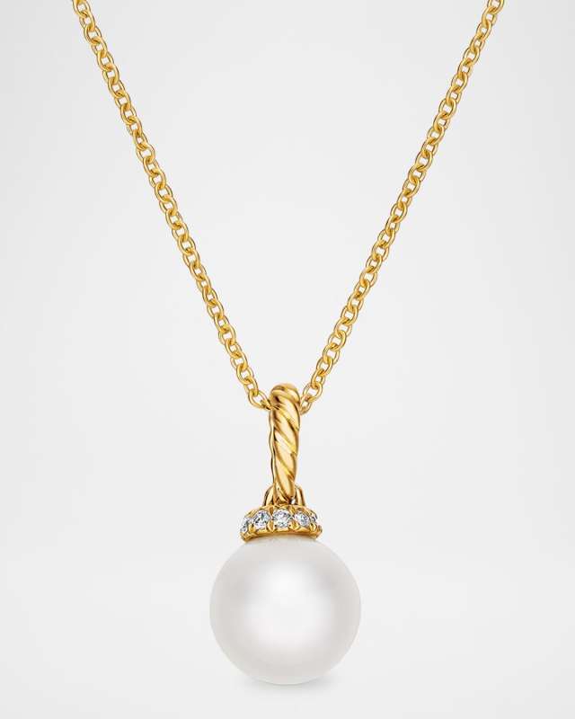 Solari Pendant Necklace with Diamonds and Pearl in 18K Gold